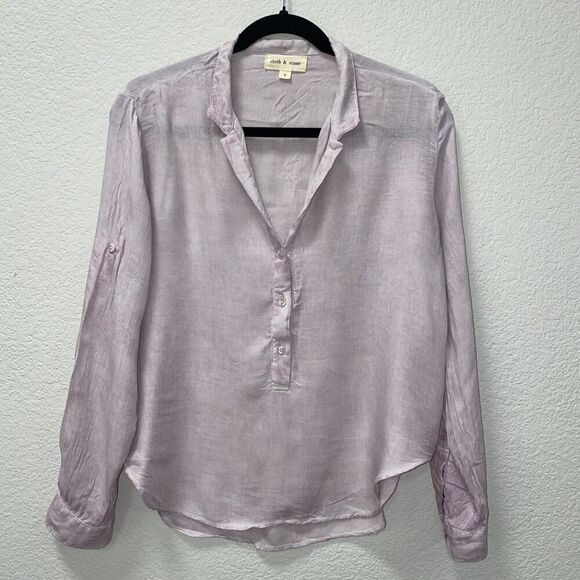 Anthropologie Cloth & Stone Lavendar Washed 1/2 button down top Small - Picture 1 of 8